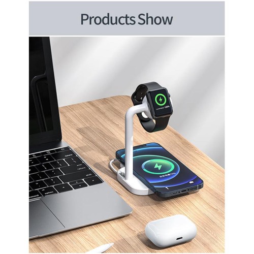 Зарядка Qi 2in1 wireless charger JYD-WC109 |15W Max, Phone/Apple-Android Watch Compatible| (Not included Watch charger) white