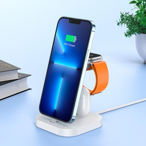 Зарядка Qi HOCO Graceful 3-in-1 charger CW43 |2.1A, 2.5/5W| white