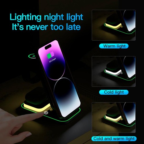 Зарядка Qi 4in1 Magnetic Wireless Charger XYJ A8 |Phone, Apple Watch, AirPods| black