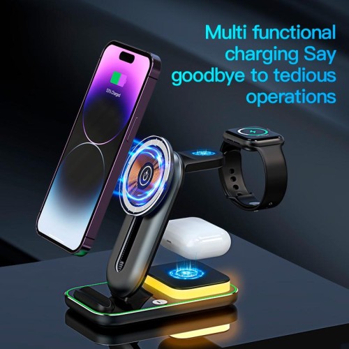 Зарядка Qi 4in1 Magnetic Wireless Charger XYJ A8 |Phone, Apple Watch, AirPods| black