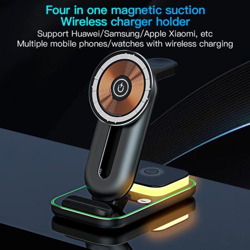 Зарядка Qi 4in1 Magnetic Wireless Charger XYJ A8 |Phone, Apple Watch, AirPods| black