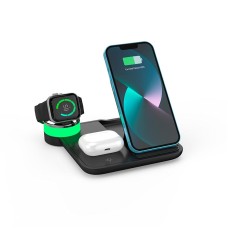 Зарядка Qi 4in1 wireless charger RGB X499 |Phone/Watch/Earphones, 15W Max| black