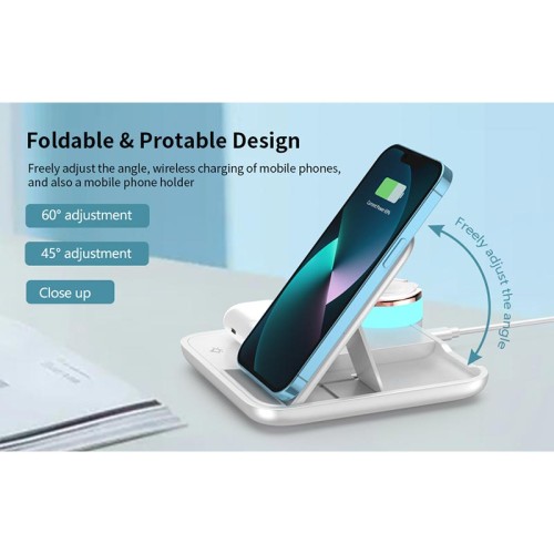 Зарядка Qi 4in1 wireless charger RGB X499 |Phone/Watch/Earphones, 15W Max| black