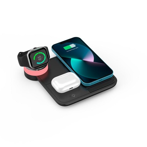 Зарядка Qi 4in1 wireless charger RGB X499 |Phone/Watch/Earphones, 15W Max| black