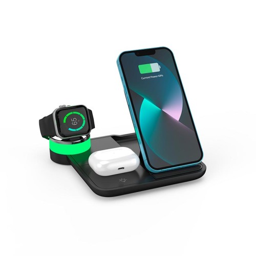 Зарядка Qi 4in1 wireless charger RGB X499 |Phone/Watch/Earphones, 15W Max| white
