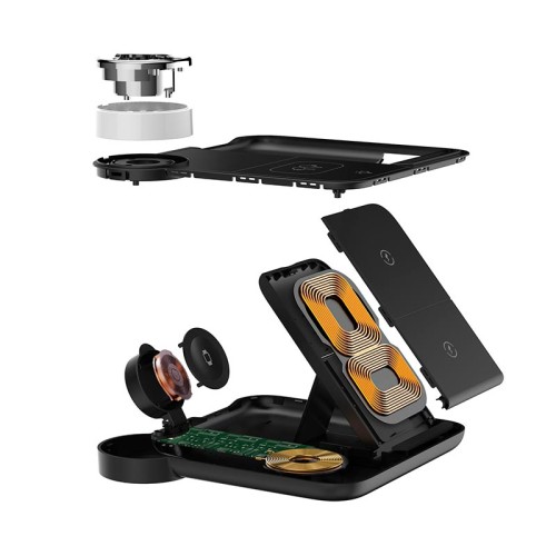 Зарядка Qi 4in1 wireless charger RGB X499 |Phone/Watch/Earphones, 15W Max| white