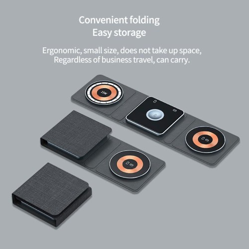 Зарядка Qi 3in1 Foldable Magnetic Wireless Charger XYJ X8 |Phone, Apple Watch, AirPods| black