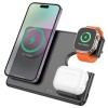 Зарядка Qi HOCO Geek folding 3-in-1 magnetic wireless fast charger CQ1 (iWatch/phone/earphone, 15WQi, 27W Type-C) black