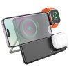 Зарядка Qi HOCO Geek folding 3-in-1 magnetic wireless fast charger CQ1 (iWatch/phone/earphone, 15WQi, 27W Type-C) black