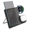 Зарядка Qi HOCO Flash folding 3-in-1 wireless fast charger CQ2 (SAM Watch/phone/earphone, 15WQi, 27W Type-C) black