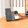 Зарядка Qi HOCO Flash folding 3-in-1 wireless fast charger CQ2 (SAM Watch/phone/earphone, 15WQi, 27W Type-C) black