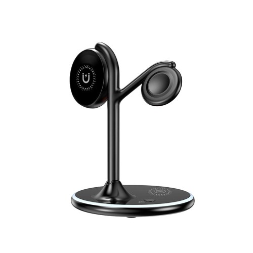 Зарядка Qi 3 in 1 Foldable Magnetic Wireless Charger X516 |15W, Phone/AirPods/iWatch| black