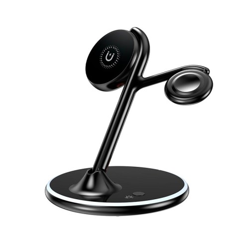 Зарядка Qi 3 in 1 Foldable Magnetic Wireless Charger X516 |15W, Phone/AirPods/iWatch| black