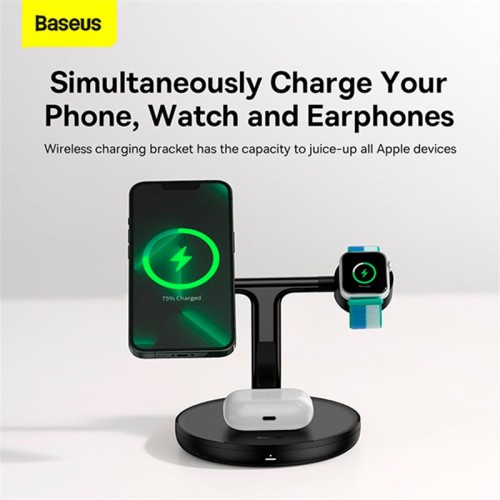 Зарядка Qi Baseus Swan 3-in-1 Wireless Magnetic Charging Bracket Universal version |20W| black