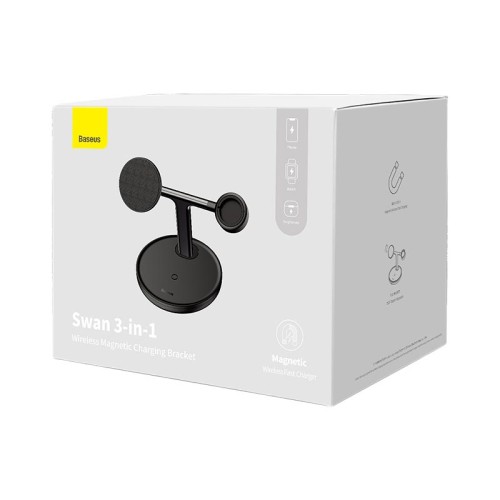 Зарядка Qi Baseus Swan 3-in-1 Wireless Magnetic Charging Bracket Universal version |20W| black