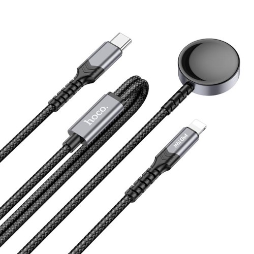 Зарядка Apple Watch HOCO 2-in-1 charging cable iP+iWatch CW54 |1.2m, PD20W, 2.5W Watch| black
