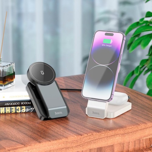 Зарядка Qi Motorcycle folding 3-in-1 magnetic wireless fast charger CQ3 |15W| black