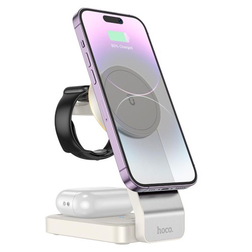Зарядка Qi Motorcycle folding 3-in-1 magnetic wireless fast charger CQ3 |15W| black
