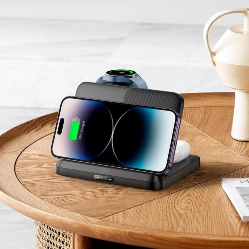 Зарядка Qi Pass folding 3-in-1 wireless fast charger CQ7 (iWatch+SAM) |15W| white