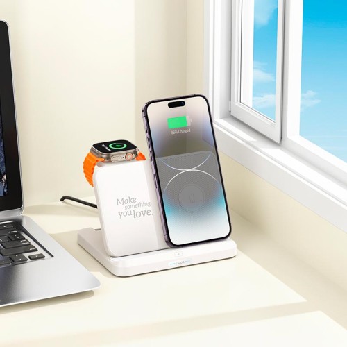 Зарядка Qi Pass folding 3-in-1 wireless fast charger CQ7 (iWatch+SAM) |15W| white