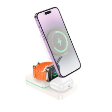 Зарядка Qi Hoco Consuelo folding 3-in-1 wireless fast charger CQ10 |15W| Milky white