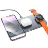 Зарядка Qi HOCO Outstanding 3-in-1 desktop folding magnetic wireless fast charger CQ22 |15W| metal-grey