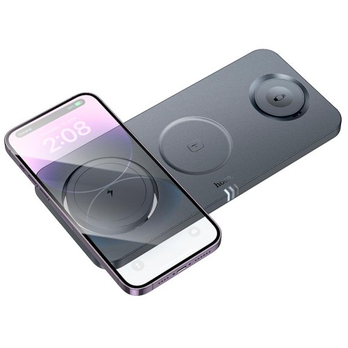 Зарядка Qi HOCO Outstanding 3-in-1 desktop folding magnetic wireless fast charger CQ22 |15W| metal-grey