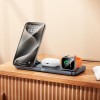 Зарядка Qi HOCO Outstanding 3-in-1 desktop folding magnetic wireless fast charger CQ22 |15W| metal-grey