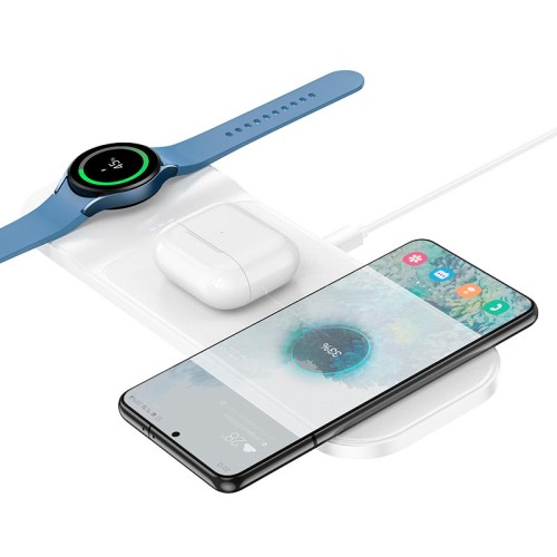 Зарядка Qi HOCO Step 3-in-1 wireless fast charger CQ6 (Samsung Watch) |223 W Total| white