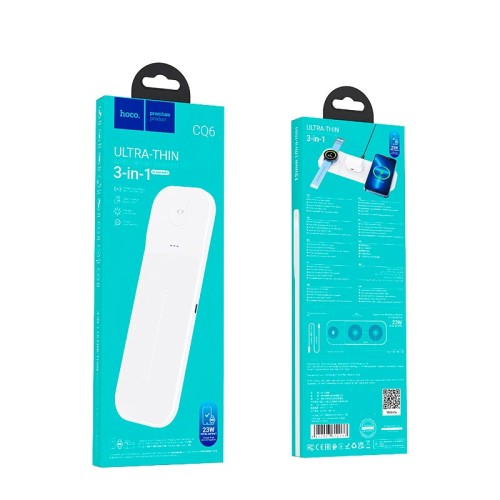 Зарядка Qi HOCO Step 3-in-1 wireless fast charger CQ6 (Samsung Watch) |223 W Total| white