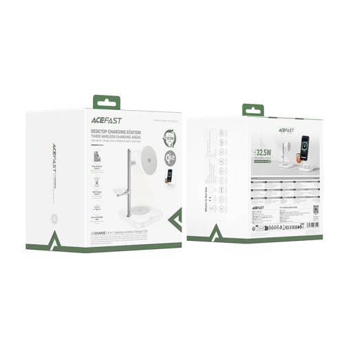 Зарядка Qi2 ACEFAST 4-in-1 desktop wireless charger E39 |25W Max, 32.5W Total| white