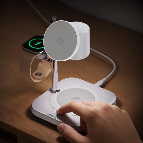Зарядка Qi2 ACEFAST 4-in-1 desktop wireless charger E39 |25W Max, 32.5W Total| white