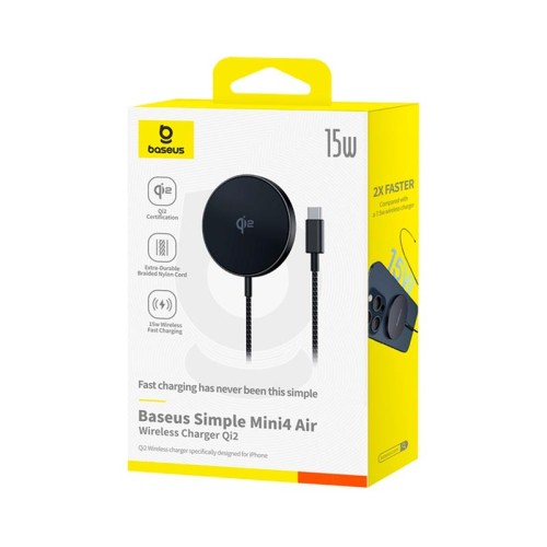 Зарядка Qi2 BASEUS Simple Mini4 Air Magnetic Wireless Charger |15W| black