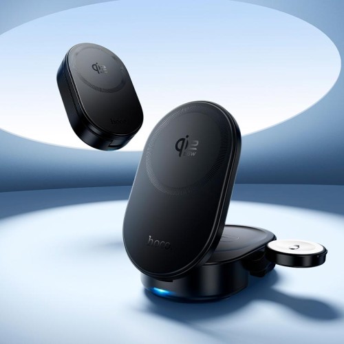 Зарядка Qi2 HOCO Pole 3-in-1 magnetic wireless fast charger CQ23 |25W| black