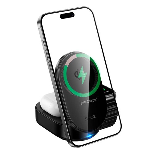 Зарядка Qi2 HOCO Pole 3-in-1 magnetic wireless fast charger CQ23 |25W| black