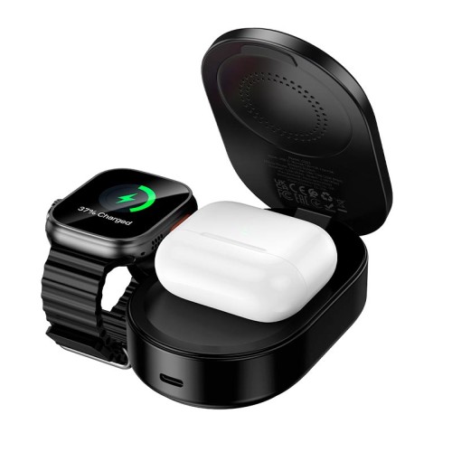 Зарядка Qi2 HOCO Pole 3-in-1 magnetic wireless fast charger CQ23 |25W| black