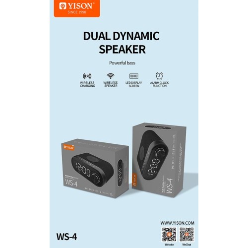 Акустика YISON with Qi Charger LED  LOCK WS-4 black