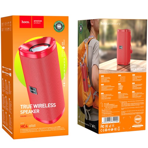 Акустика HOCO Bella sports True Wireless speaker IPX5 HC4 |BT, TWS, AUX, FM, TF, USB| blue