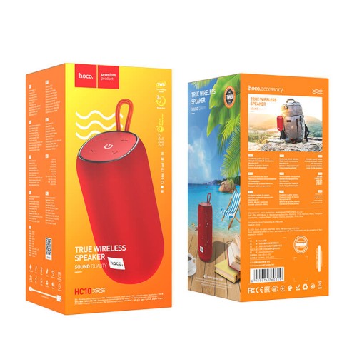Акустика HOCO Sonar sports BT speaker HC10 IPX5  |BT5.0, TWS, AUX, FM, TF, USB, 3Hours, 5W| red
