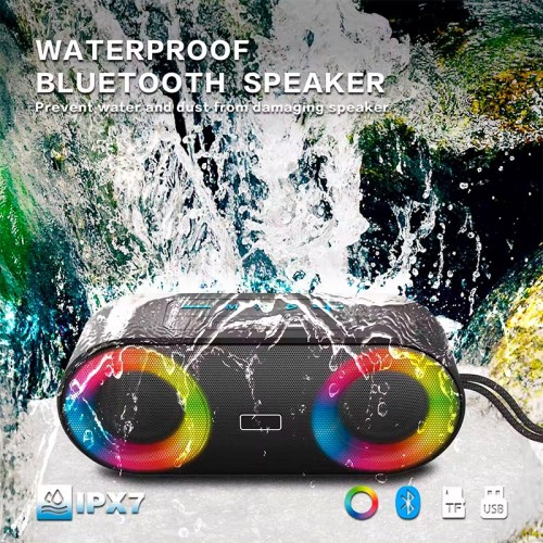 Акустика BKK waterproof BT Speaker K215 |BT5.3, TWS, AUX/TF/USB/FM, 2*5W| black