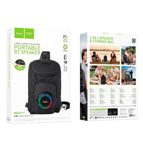 Рюкзак-Акустика HOCO Journey BT speaker HC42 IPX4 |BT5.4, USB/TF/FM, 10Wx2, 3h, 6L| black
