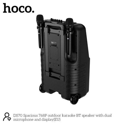 Акустика-караоке HOCO Spacious outdoor karaoke BT speaker with dual microphone and 768p display DS70 |BT5.0, USB/AUX/TF, 60W, 3h, EQ| black