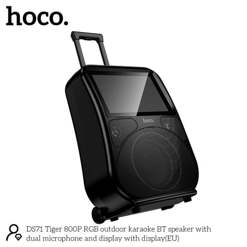 Акустика-караоке HOCO RGB outdoor karaoke BT speaker with dual microphone and display with 800p display DS71 |BT5.0, USB/AUX/TF, 60W, 3h, EQ| black