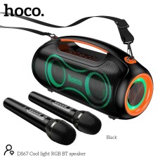 Акустика-караоке HOCO Cool light RGB BT speaker DS67 IPX5 |BT5.4, TWS, USB/AUX/TF, 30Wx2, 8.5h| black