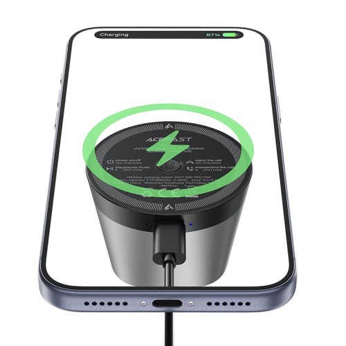 Акустика ACEFAST portable wireless speaker K8 Go IPX4 |BT6.0, Qi 15W, TWS, ENC Call| black