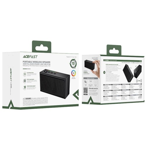 Акустика ACEFAST portable wireless speaker K9 Go IPX4 |BT6.0, TWS/TF, 10h| black