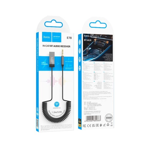 Адаптер HOCO Benefit car AUX BT receiver with cable E78 |BT5.3, 1.2m| black
