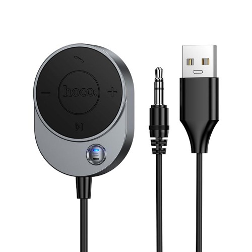 Аудіоадаптер універсальний HOCO Path car AUX BT receiver with cable E150 |BT5.4, 1.5m| grey