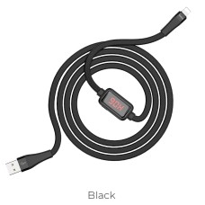 Кабель Hoco Lightning з таймером S4 |1.2m, 2.4A| black