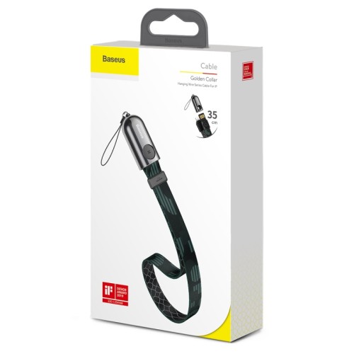 Кабель BASEUS Lightning Gold Collar lanyard |2.4A, 0.35m| black